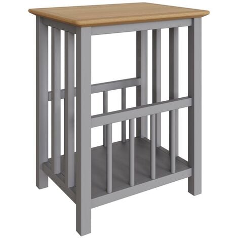 Magazine Rack Grey Oak Veneer Side Table Coffee Stand Assembled
