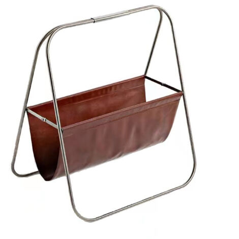 Magazine Rack Stainless Steel Leather Stable Strong Bearing Elegant Floor Standing Book Newspaper Holder