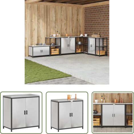 Magazzino da cucina -  Stoccaggio in cucina con porta Argento 60 x 50 x 92 cm Acciaio