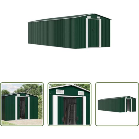 Magazzino esterno -  Casetta da Giardino 257x580x181 cm in Metallo Verde