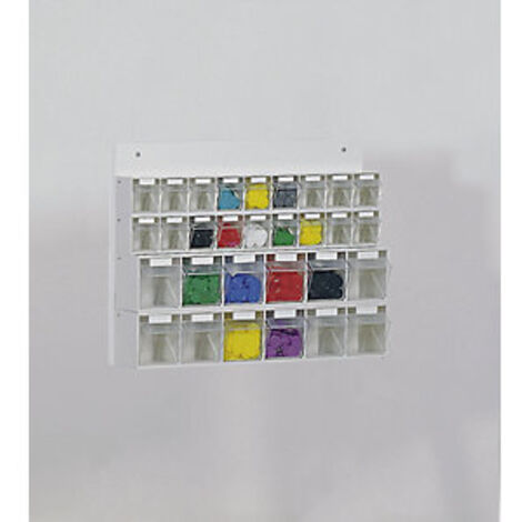 Magazzino trasparente H410xL600xP108mm 18 x A, 12 x B Ku. bianco