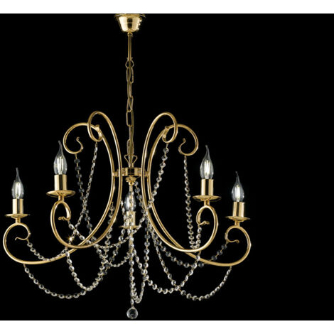 Magda Lampadario in ferro dorato 5 luci  115 Ø68 BL146-5-OR