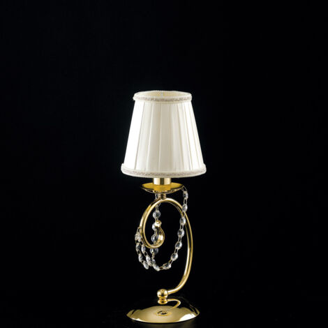 Magda Lampe De Table 1 Lumière En Fer Doré Avec Abat-Jour H.27 D.13 Bl146-Lt-Or-Par