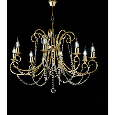 Magda Lustre En Fer Doré 8 Lumières 118 D.74 Bl146-8-Or