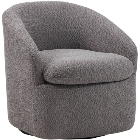 MAGDALENA - Fauteuil Pivotant Tissu Bouclette Gris Foncé