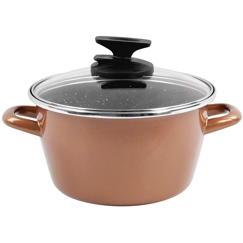 

COPPER olla 24 con tapa de vidrio, acero esmaltado vitrificado, en cobre, inducción y lavavajillas - Magefesa