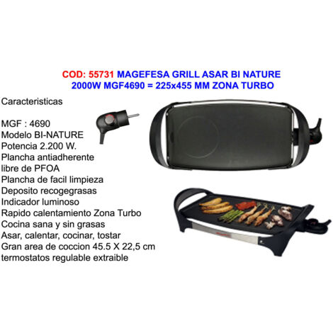 MAGEFESA Griglia Asar Bi Nature 2200W MGF4690225x455 mm Zonaturbo