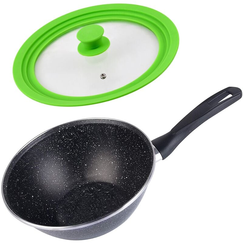 

Magefesa K2 GRANSASSO wok 28, acero esmaltado vitrificado, en gris, inducción y lavavajillas acompañada de tapa de cristal con silicona, apta para