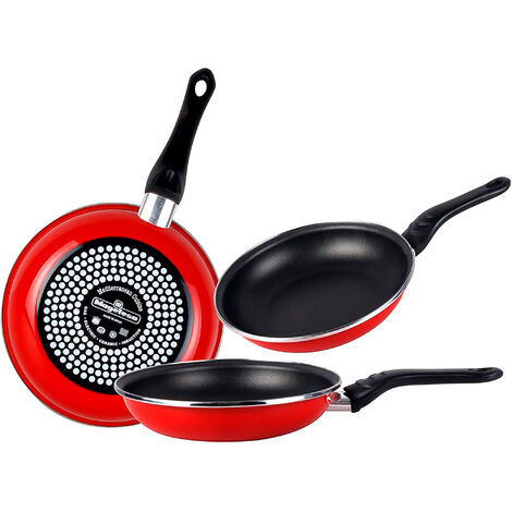 Magefesa Praga Set 3 Poêles à frire 18-20-24cm, Induction,Deux Couches Antiadhésif sans PFOA  Rouge