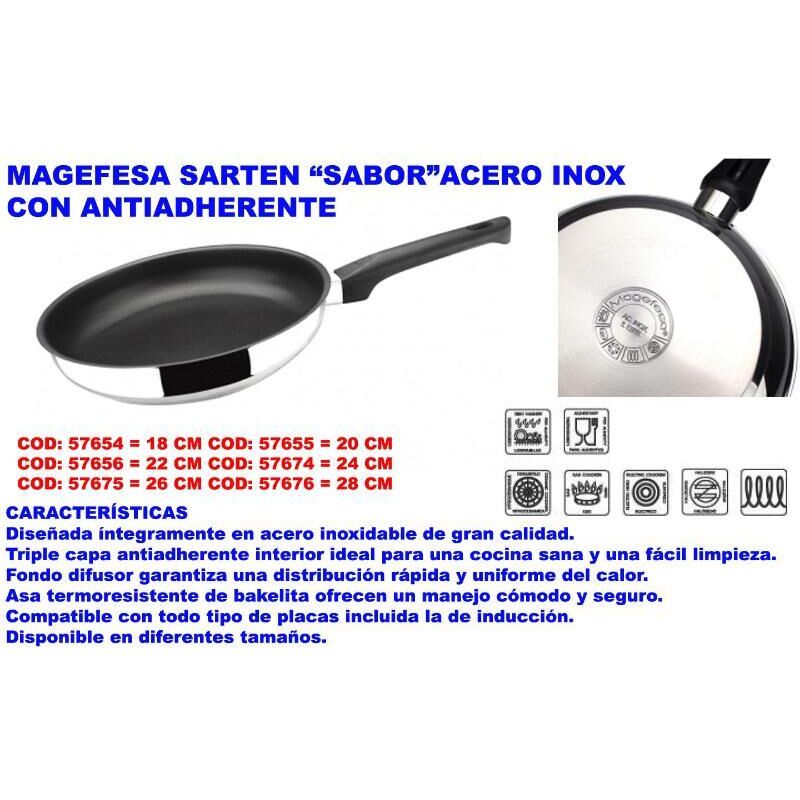 

magefesa sarten sabor acero inox con antiadherente 26 cm - Mibricotienda