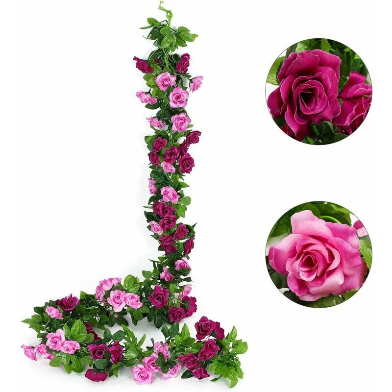 Csparkv - Magenta) 2pcs Guirlandes de Fleurs Artificielles 15,8 Pieds Vigne Rose Fleurs Suspendues en Soie pour Arche de Mariage Fête Maison Jardin