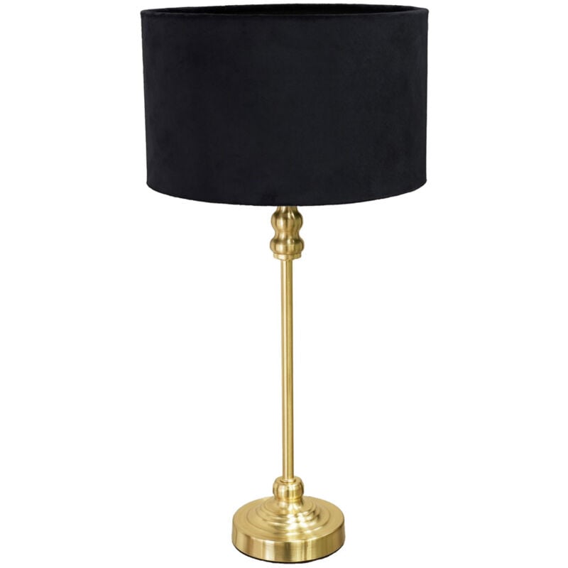 Maggie Brushed Gold Table Lamp with Small Black Drum Shade