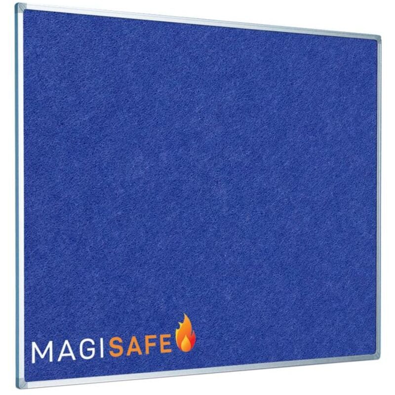 Magiboards Fire Retardant Blue Felt Noticeboard Aluminium Frame 1800x1200mm - Blue