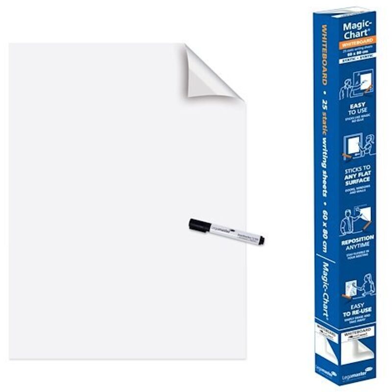 Magic Whiteboard feuilles tableau blanc en rouleau - 60x80 cm - 25 pièce