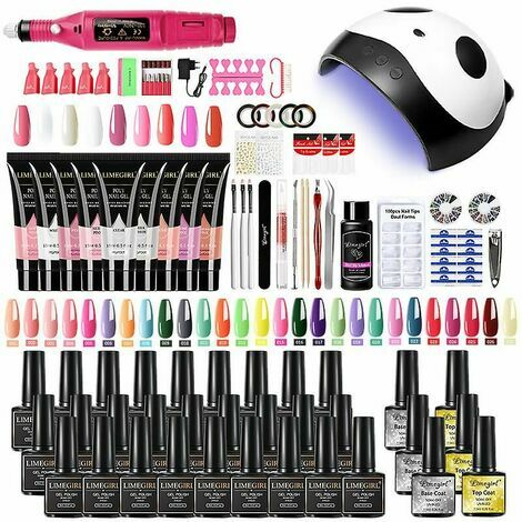 MAGIC Ensemble de manucure pour extension d'ongles Ensemble de vernis à ongles en gel Ensemble de gel polymère à construction rapide Soak Off Lampe à LED UV Sèche-doigts -