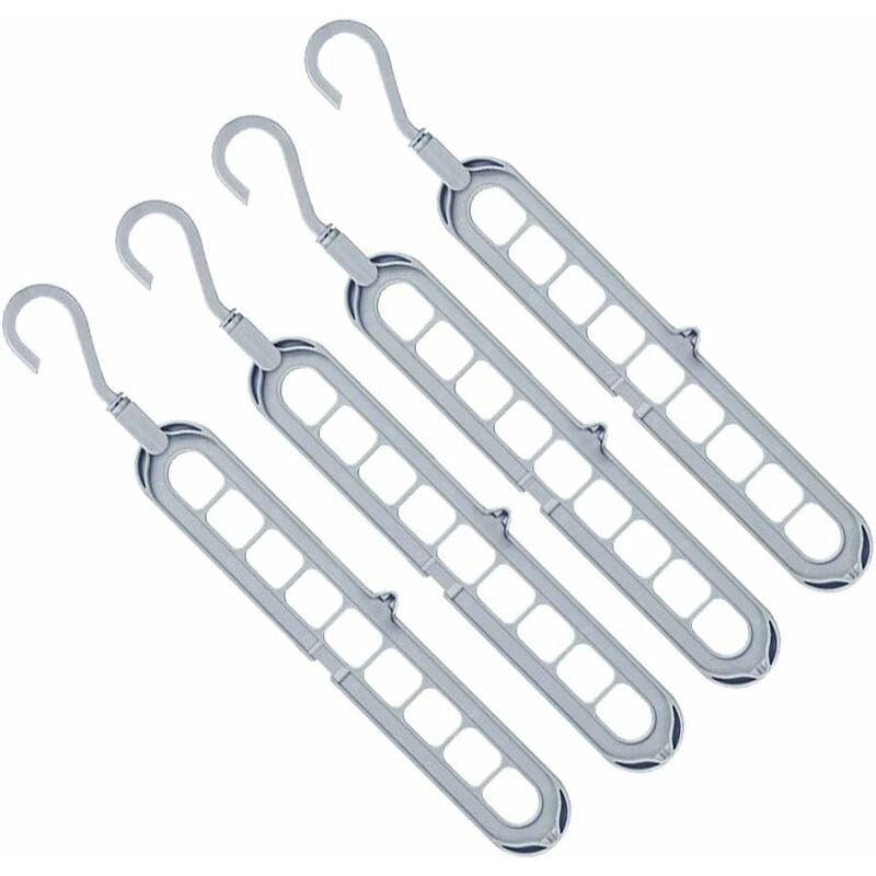 Magic Hanger Organizer 4 Pack Rotating Antidérapant Gain de place 9 trous Cintres robustes Cintres pour le séchage et le stockage Fei Yu