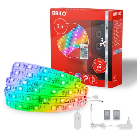 Magic Strip LED Briloner RGB 3M con Sensore Musicale 90LED 12W