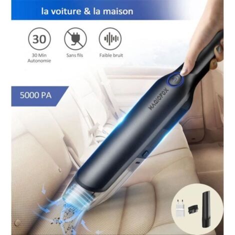 MAGICFOX Aspirateur à Main sans Fil, 5000 PA Aspirateur Voiture Puissant Portable Rechargeable pour Maison, Voiture, Bureau, Canapé