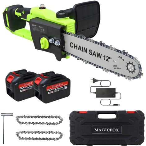 Magicfox – Tronçonneuse à batterie 30 cm – Moteur Brushless – 2 batteries 6.0Ah – Lubrification automatique – Tension de chaîne sans outils