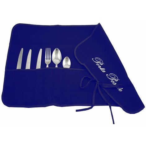 Magie di Casa Porta Posate in Panno cm.35x62 Ricamato - imbustato 1 a 1 - Made in Italy (Blu)
