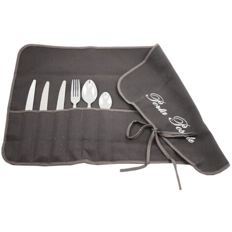 Magie di Casa Porta Posate in panno cm.35x62 ricamato - imbustato a 1 - made in italy (GRIGIO)