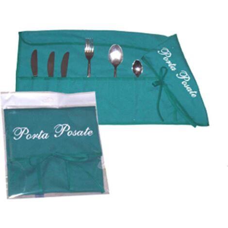 Magie di Casa Porta Posate in Panno cm.35x62 Ricamato - per 12 Posate - imbustato a 1 - Made in Italy (Verde)