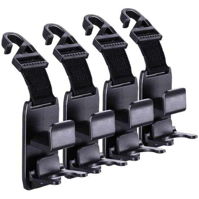 Image of Magische Auto-Kopfstützenhaken, Handtaschenhalter, Schwarz, 4er-Pack