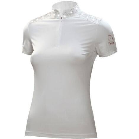 Maglia da concorso per donna con strass argento e oro rosa: S, bianco