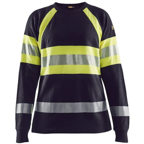 Maglietta da lavoro a maniche lunghe antincendio donna 3494 - Navy/Giallo fluorescente S