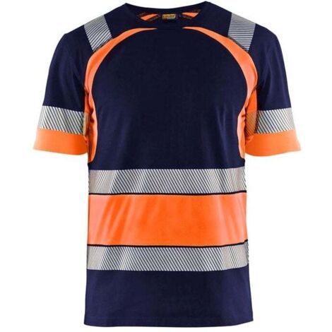 Maglietta da lavoro ad alta visibilità 3421 - Blu navy/Arancione fluorescente M