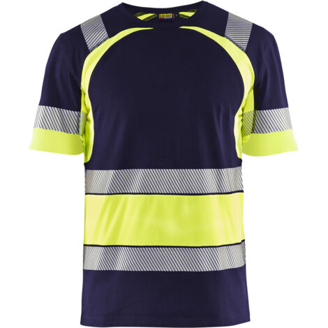 Maglietta da lavoro ad alta visibilità 3421 - Navy/Giallo fluorescente L