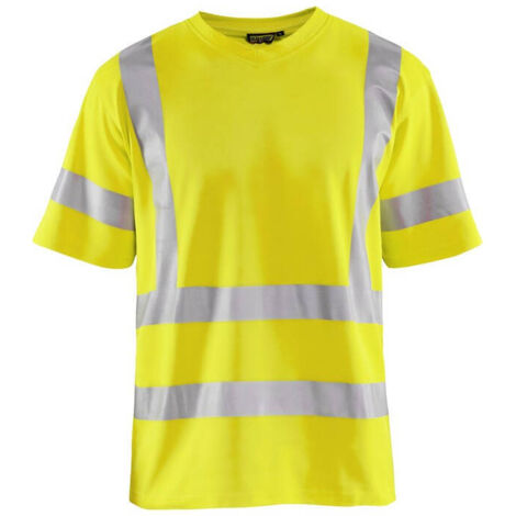 Maglietta da lavoro ad alta visibilità con colletto a V anti-UV 3380 - Giallo fluorescente 4XL