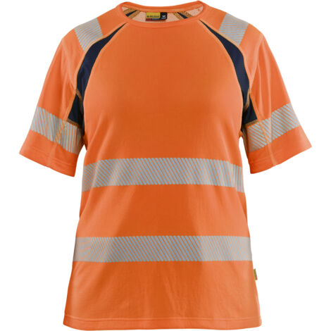 Maglietta da lavoro alta visibilità donna 3503 - Arancione/Blu navy XXL