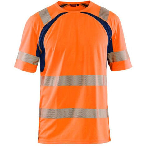 Maglietta da lavoro antiradiazioni UV ad alta visibilità 3397 - Arancione fluorescente/Marine L