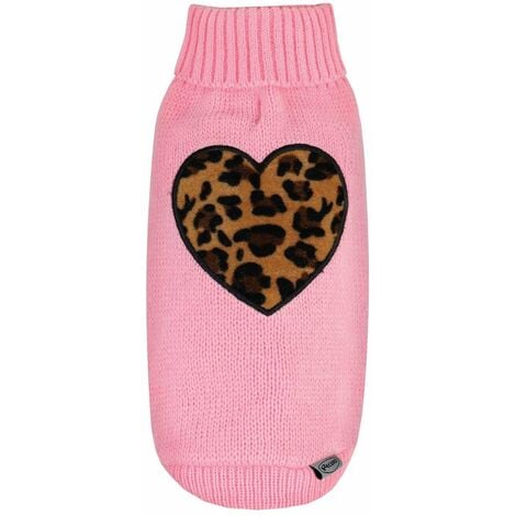 Maglioncino con collo alto e patch effetto peluche modello Posh per cani: S - rosa