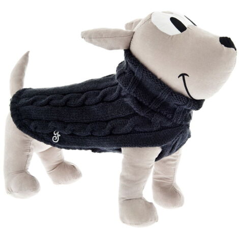 Maglioncino intrecci e coste lisce con passacoda modello Abbraccio per cani: 39 cm - Blu
