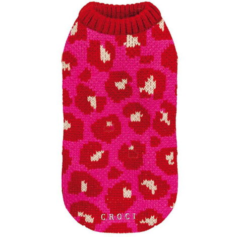 Maglioncino modello Cheetah Spot fantasia animalier fucsia per cani: 35 cm