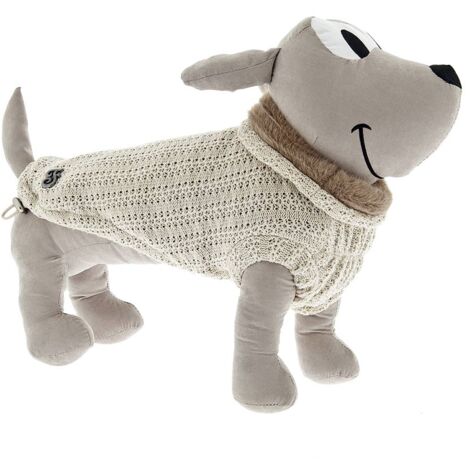 Maglioncino morbido a trama fine regolabile con elastico modello Coccola per cani : 43 cm - Beige