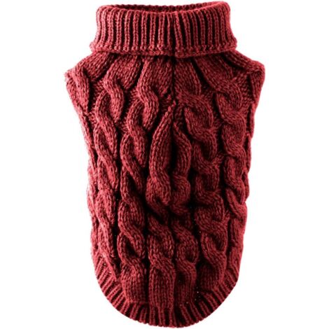 Maglione a collo alto per cani, in maglia, invernale, caldo e spesso, all'uncinetto, per cuccioli di cane di piccola, media e grande taglia (L, rosso)