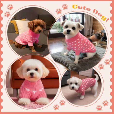 Maglione per cani a forma di cuore, maglione per cani di piccola taglia, maglione per cani di San Valentino, maglione rosa per gatti, maglione per animali domestici, vestiti caldi per cani di piccola 