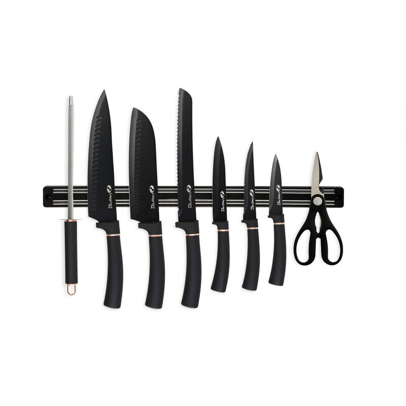 MAGNANI Cuchillos de Cocina set de 8 Cuchillos profesional con barra magnetica Cuchillos de acero inoxidable para lavaplato.