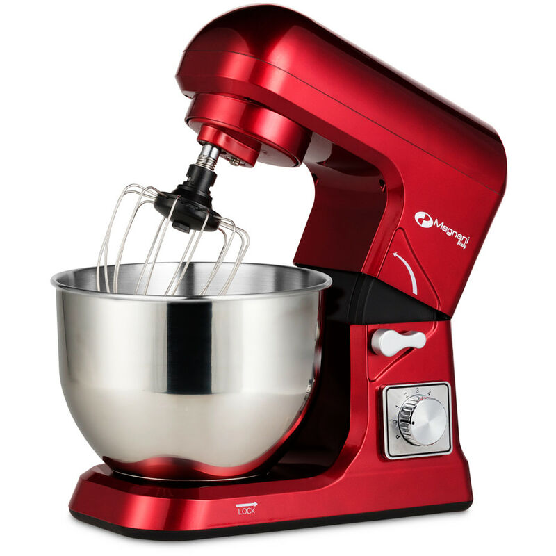 

MAGNANI Robot de Cocina Rojo 1000W, Robot de Cocina batidora 5L, Batidora Multifuncional con 3 Accesorios y Tapa, Batidora para Montar Huevos,