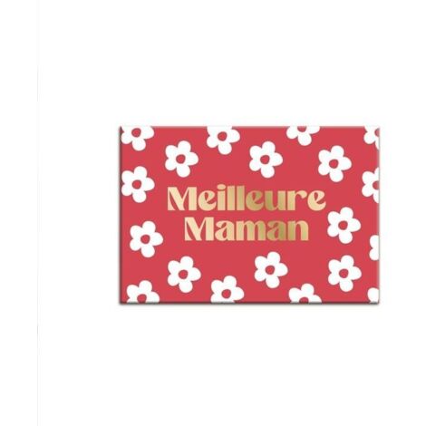 MAGNET CÉRAMIQUE RECTANGLE MEILLEURE MAMAN 8X5.5CM Rose, Fuchsia