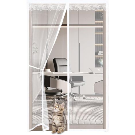 Magnet-Fliegengitter Für Tür 110x250 Cm – Selbstklebend, Weiß, Mit Doppeltür-Design, Für Balkon- & Kellertür