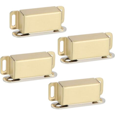 Magnet-Schranktür-Magnetriegel für Schubladen oder Schranktürschließer, Edelstahl-Gold-Finish, 4 Stück, ECAT001G-4P-FR