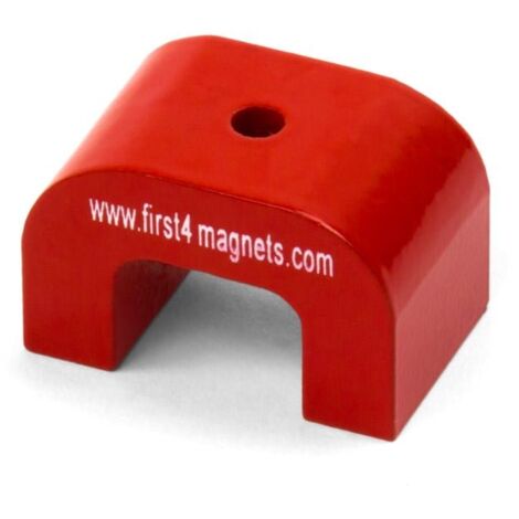 Magnete A Ferro Di Cavallo Alnico Rosso Per Applicazioni Ad Alta Temperatura, Ingegneria E Produzione - 40mm x 25mm x 25mm 4,5mm Foro - 9kg Di Tiro