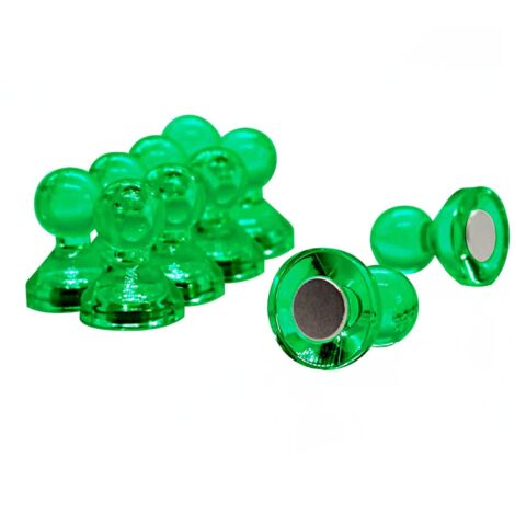 Magnete A Perno A Spinta Acrilico Verde Medio Per Frigorifero, Lavagna, Scheda Di Preavviso, Archiviazione - 15mm Dia x 21mm Di Altezza - Confezione Di 10 Di 10