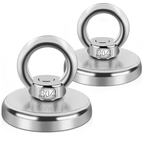 Magnete al neodimio Forza 70 kg Diametro 42 mm, Magnete da pesca rotondo super resistente con magneti potenti Magneti potenti Perfetto per l'industria e la scienza 2 pezzi