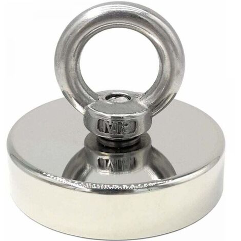 Magnete al neodimio KZQ da 140 kg di forza, diametro 60 mm, magneti con potenti anelli di sollevamento per l'industria e la scienza, pesca magnetica