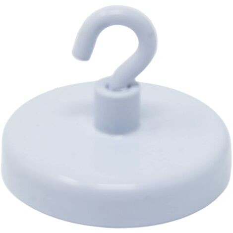 Magnete Di Serraggio Verniciato Bianco Della Ferrite Con Gancio M4 Per Appendere, Tenere O Visualizzare Oggetti - Dia 40mm - 10,2kg Pull